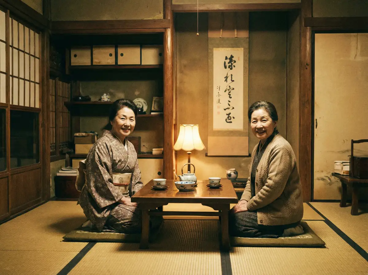两位优雅的 两个人的日本电影HD免费观看 在日式茶室中品茶交谈